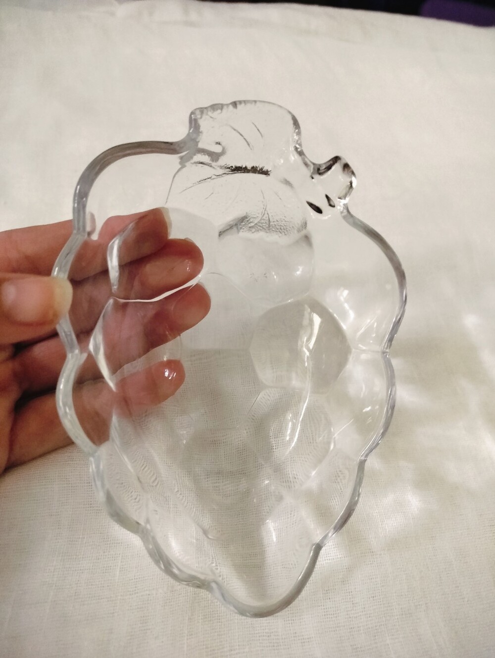 Vintage Harvest Grape Cluster Clear Glass Small Trinket Nut Candy Dish